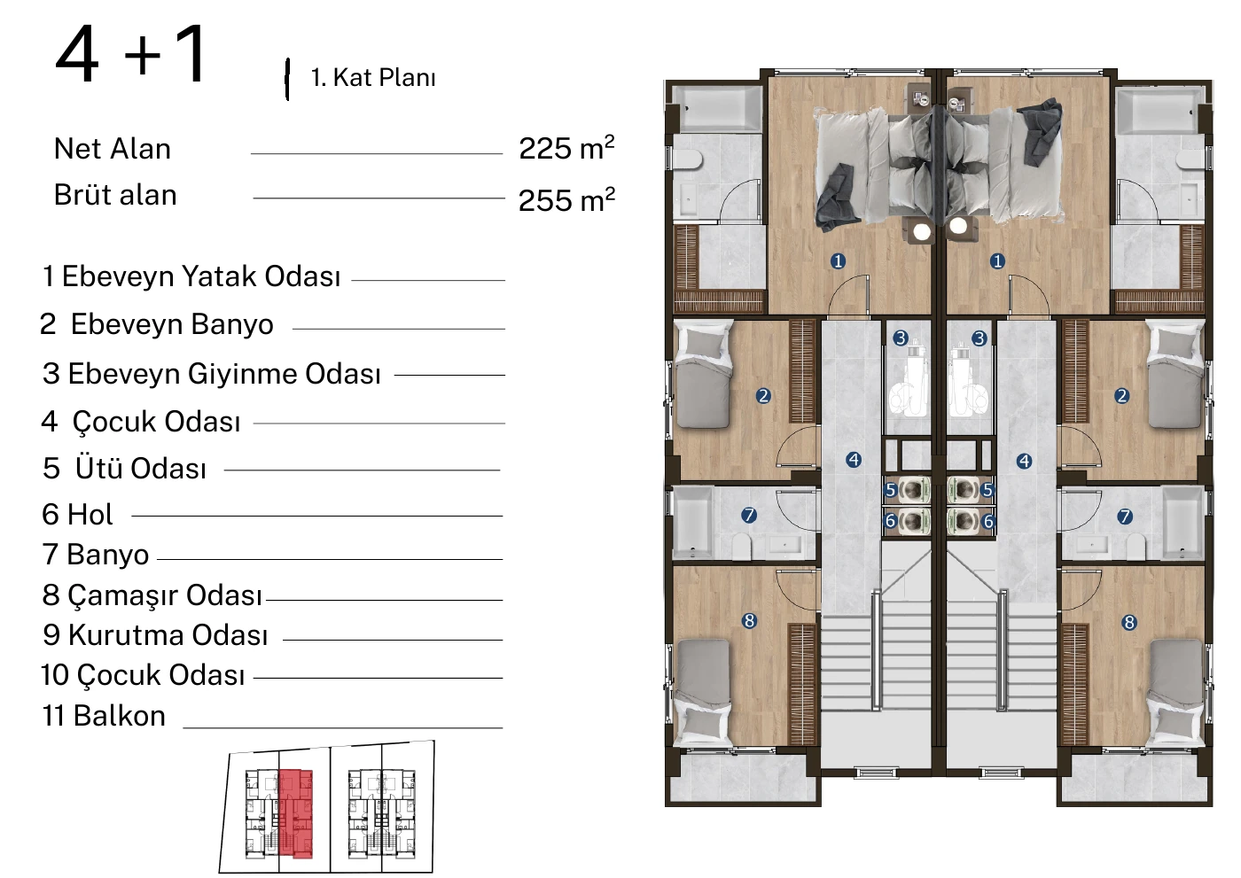 Villa — 1. Kat Planı